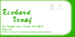 richard kropf business card